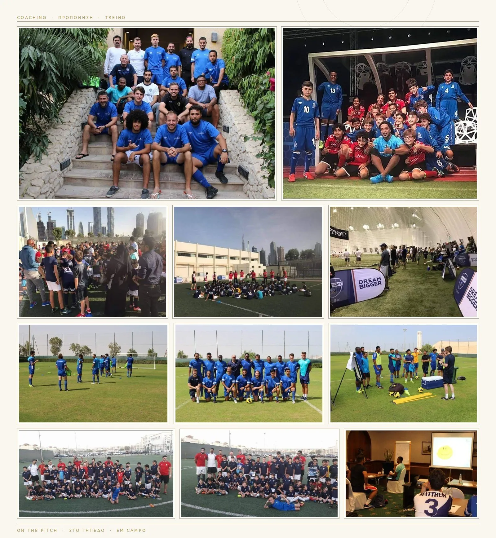 Coaching career: academy coaches, youth tournaments, training sessions and coach education in Dubai